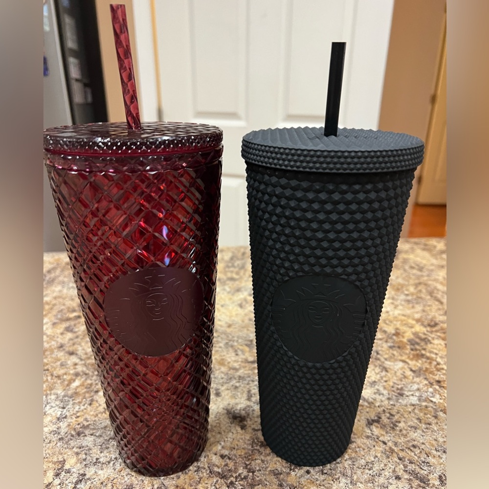 Starbucks Textured Tumblers in Deep Red and Black